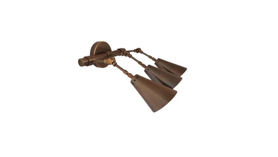 One Piece Brass antique 3 light wall sconce - Mid century wall sconce - Italian wall sconce - Modern wall sconce - wall light - office light