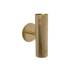 Two light raw brass cylinder pin hole Modern style brass wall sconce - Italian wall sconce - Mid century wall sconce vanity style wall lamp