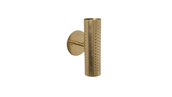 Two light raw brass cylinder pin hole Modern style brass wall sconce - Italian wall sconce - Mid century wall sconce vanity style wall lamp