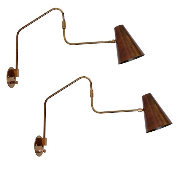 Pair OF Antique PAtina nSwing Wall Light - Mid century Lighting - Sputnik Lights - Italian Lights - Wall Lights - Sconce - Wall Sconce