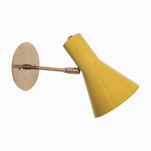 Matte Yellow Brass Wall Sconce - Mid-Century Modern Italian Lighting