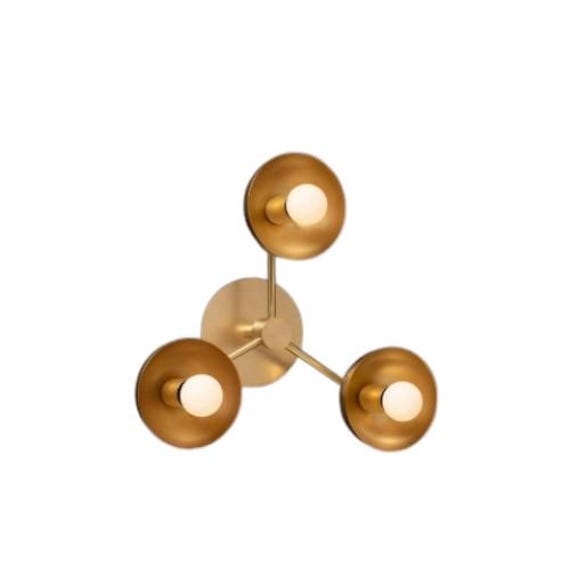 Raw Brass 3 Dome Wall Fixture - Mid century Lighting - Sputnik Lights - Italian Lights - Wall Lights - Sconce - Wall Sconce - Wall Lamp