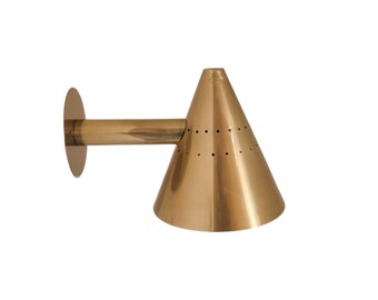 Raw Brass Cone Wall Sconce - Mid-Century Modern Lighting