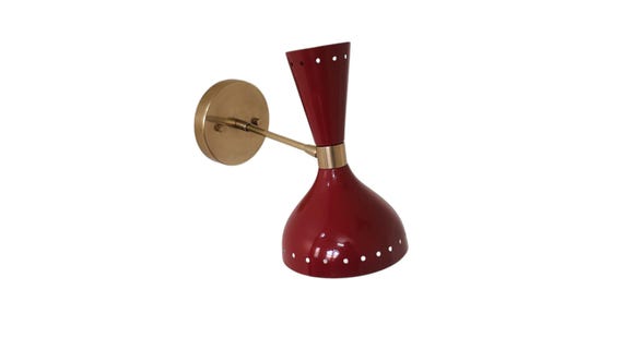 One Piece Shinny Brown Diabolo brass wall sconce - Italian wall sconce - Mid century wall sconce - Modern brass wall sconce - wall light