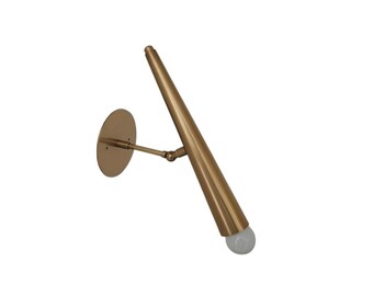 Raw Brass Modern Wall Sconce: Mid-Century Italian Adjustable Lamp