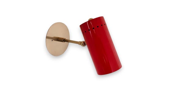 Pair of Mid century Cylinder brass wall sconce - Italian wall sconce - Modern brass wall sconce - Sputnik light - Vanity lamp - wall lamp