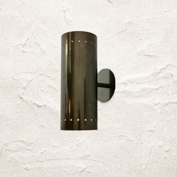 Tall Antique Brass Finish Cylinder Fixture - Mid century Lighting - Sputnik Lights - Italian Lights - Wall Lights - Sconce - Wall Sconce