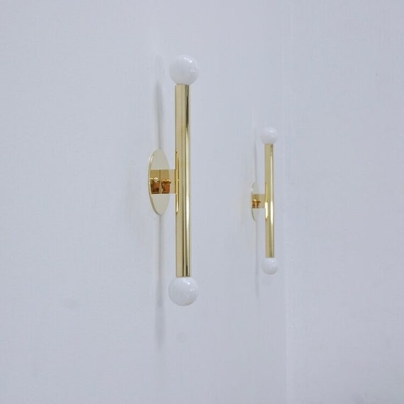 Pair Of Polish Brass Line Sconce - Mid century Lighting - Sputnik Lights - Italian Lights - Wall Lights - Sconce - Wall Sconce - Wall Lamp