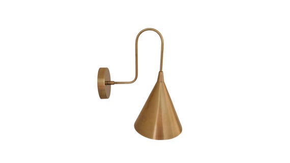 Modern style One light Cone shade brass wall sconce - Italian wall sconce - Mid century wall sconce - Italian wall light - Vanity wall lamp