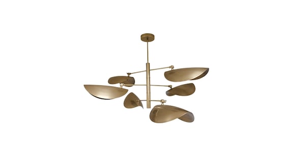 6 light Modern style brass chandelier Mid century ceiling light fixture Italian ceiling light