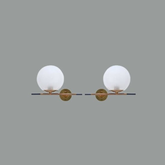 Pair of Globe Sconce with Antique Brass Finish - Mid century Lighting - Sputnik Lights - Italian Lights - Wall Lights - Sconce - Wall Sconce
