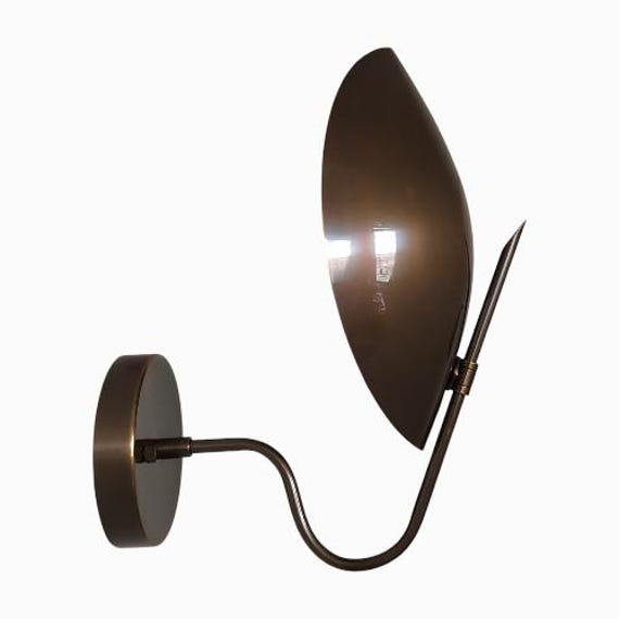 One Piece Antique brass Curved shape brass wall sconce - Mid century wall sconce - sconce - wall light - Italian wall light - Sputnik light