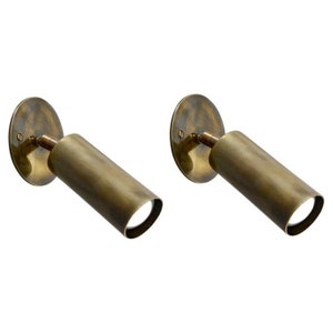 Antique Brass Spot Sconce Pair – Mid-Century Italian Wall Lighting