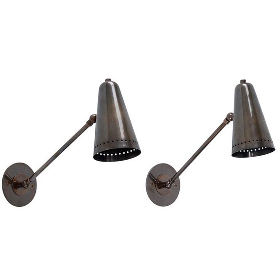 Pair of Dark Patina Reading Wall Lights - Mid century Lighting - Sputnik Lights - Italian Lights - Wall Lights - Sconce - Wall Sconce