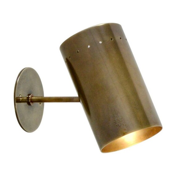 One Piece Antique Brass Cylinder Wall Fixture - Mid century Lighting - Sputnik Lights - Italian Lights - Wall Lights - Sconce - Wall Sconce