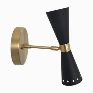 One Piece Matt black wall sconce - Mid century wall sconce - Brass wall sconce - Italian wall sconce - Sputnik light - Modern wall sconce
