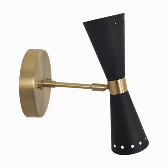 One Piece Matt black wall sconce - Mid century wall sconce - Brass wall sconce - Italian wall sconce - Sputnik light - Modern wall sconce