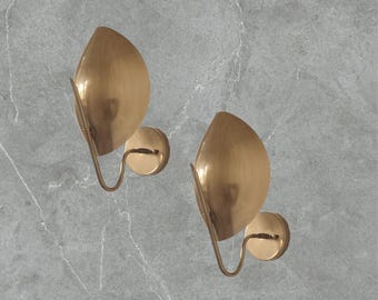 Pair Raw Brass Modern Wall Sconce - Italian Sputnik Light