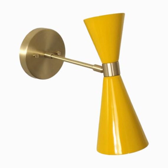 One Piece Matt yellow raw brass wall sconce - Mid century wall sconce - Italian wall sconce - Brass light - Modern wall sconce - Brass light