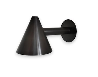 Pair Antique Brass Cone Wall Sconce - Mid Century Modern Vanity Lamp