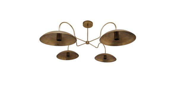 Mid century Brass ceiling chandelier - ceiling light - pendant light - flush mount light - Raw brass ceiling light - Modern ceiling fixture