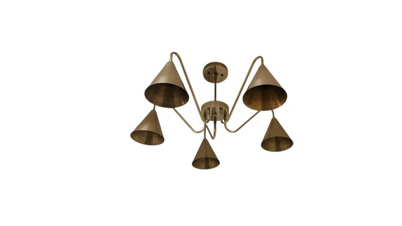 Flush mount Pendant light 5 light raw brass Mid century brass chandelier - Pendant light - ceiling light Brass ceiling light ceiling fixture