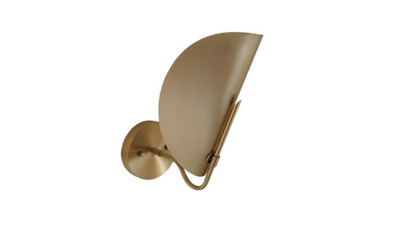 One Piece Brushed Brass curved shade wall sconce - Mid century wall sconce - Sputnik light - Italian wall sconce - Wall sconce - wall light