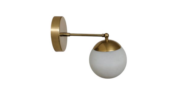 One light globe style Raw brass Modern wall light - wall sconce - Mid century wall sconce - Italian wall sconce - wall lamp - lighting lamp
