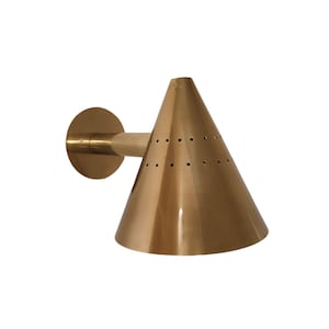 Pair of Raw brass Modern style wall sconce - Mid century wall sconce - Italian wall sconce - wall lamp - Lighting - Sputnik light - cone
