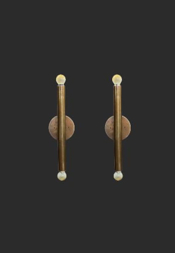 Pair Of Antique Patina Line Sconce - Mid century Lighting - Sputnik Lights - Italian Lights - Wall Lights - Sconce - Wall Sconce - Wall Lamp