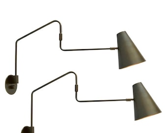 Pair Of Raw Brass Swing Light - Mid century Lighting - Sputnik Lights - Italian Lights - Wall Lights - Sconce - Wall Sconce