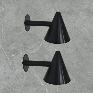 Pair of Matt Black cone shade wall sconce - wall lamp - wall sconce - Mid century wall sconce - Italian wall sconce - Sputnik light - light