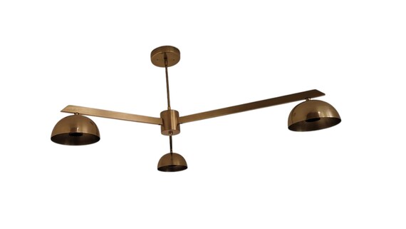 3 lights Pendent brass chandelier Flush mount light - brass chandelier - pendant light - Mid century ceiling fixture - ceiling light