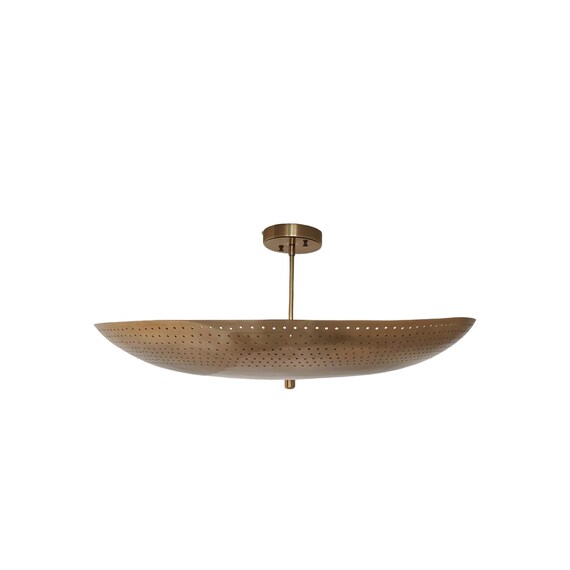 6 Light Mid century Ceiling fixture Modern style ceiling lamp Brass chandelier pin hole light illumination disk Italian light solid brass