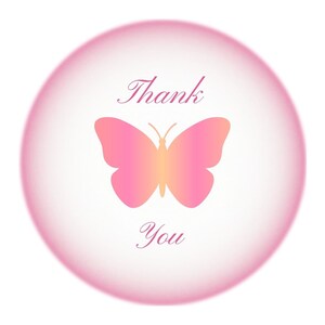 Pink and White Minimalist Butterfly Circle Sticker