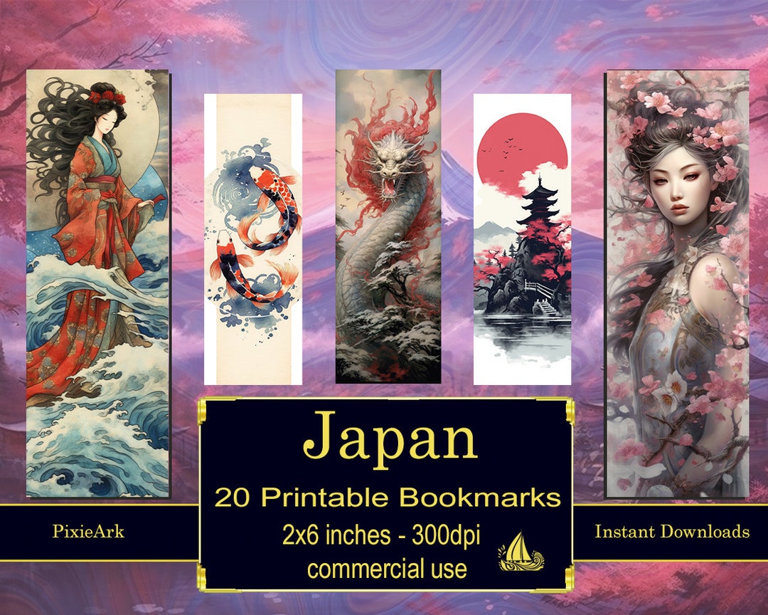Japan Japanese Printable Bookmarks Bookmark Designs Digital Download