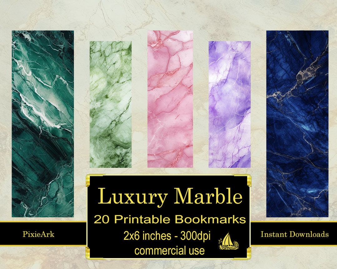 Luxury Marble Printable Bookmarks Bookmark Designs - Etsy