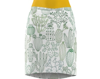 Cactus Print Women's Pencil Skirt (AOP)