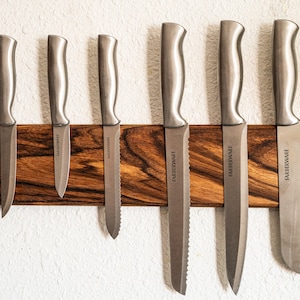 Zebrawood Wall Mounted Magnetic Knife Holder for Utensils and Knives, Made in the USA