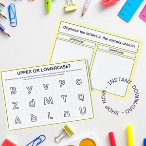 20 cartes imprimables captivantes découpées et triées en majuscules et minuscules