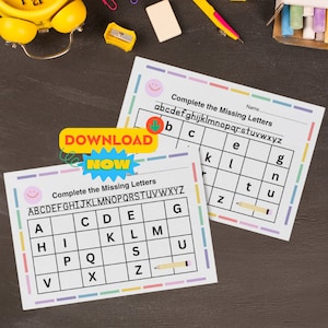 30 tarjetas del alfabeto de letras faltantes, 15 tarjetas de letras minúsculas, 15 tarjetas de letras mayúsculas, ayudan a los niños a practicar el orden correcto de las letras