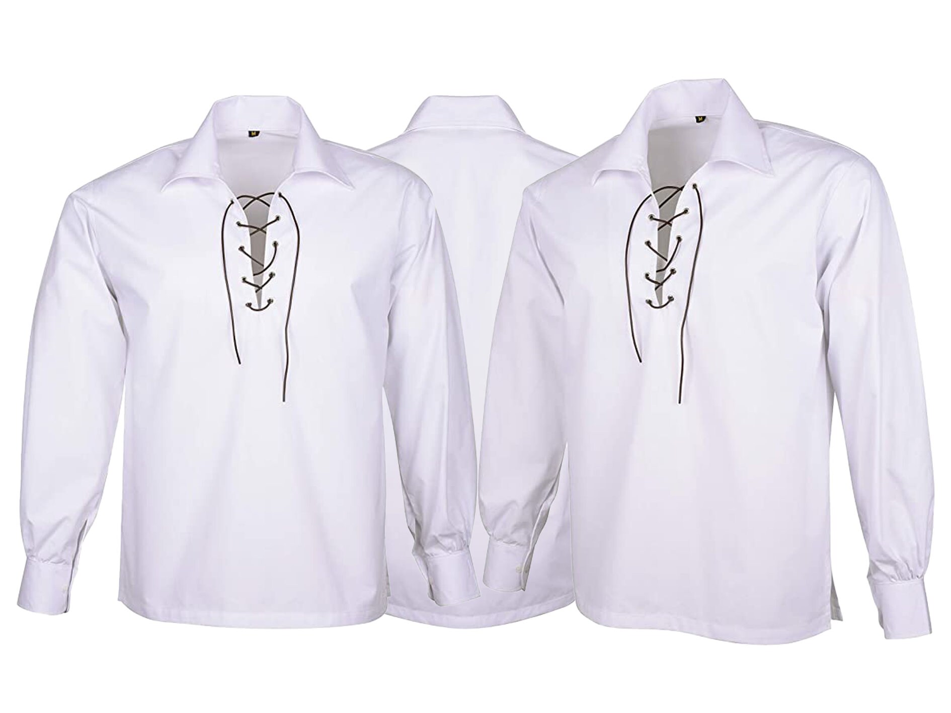 Zanisouta Costume Viking Pour Homme - Chemise De Pirate Médiévale - Chemise écossaise à Volants - Chemise Jacobite - Ghillie Kilt - Robe De Mariée Traditionnelle - LARP - Festival - Vêtements De