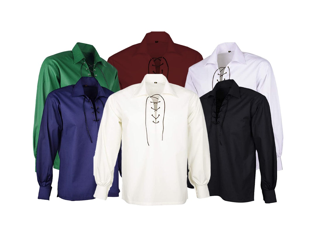 Men's Scottish Highland Jacobite Ghillie Shirt | Cotton-Polyester Blend (Hamilton Kilts Brand)