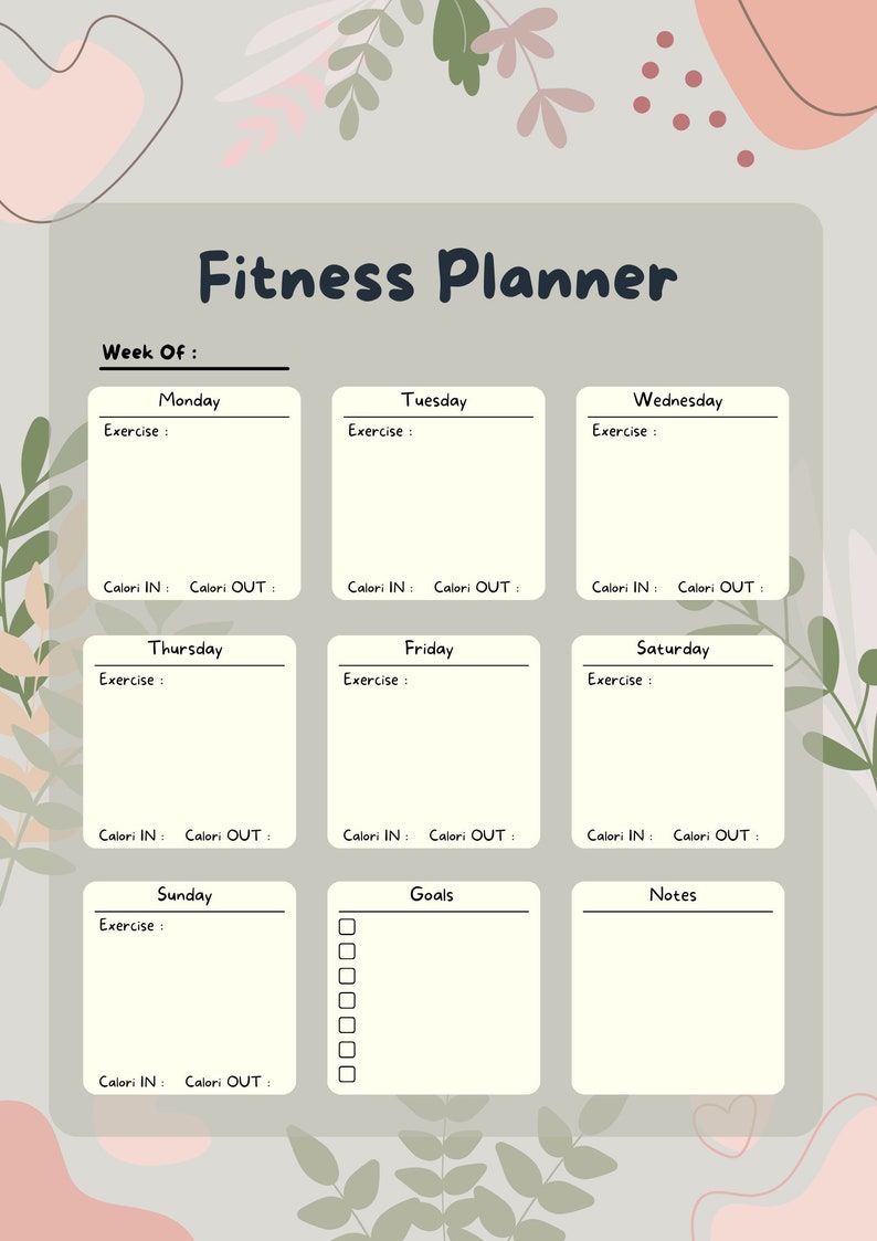 Printable Daily Fitness Planner Etsy