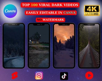 100 Viral Dark 4K Videos: Canva Editable (Digital Download)