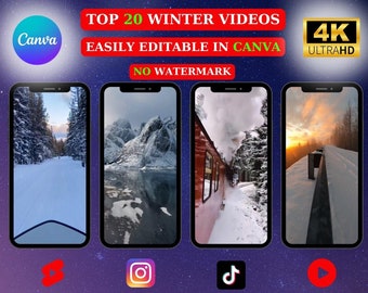 Winter Social Media Videos | 4K Canva Templates (Digital Download)