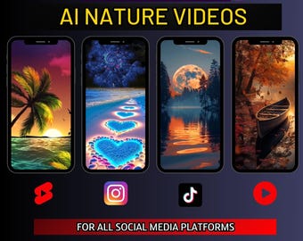 50 AI Nature Stock Videos | Social Media Reels, TikTok, YouTube (Digital Download)