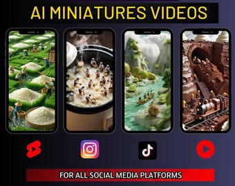 AI Miniature Food Videos: 4K Social Media Clips (Digital Download Bundle)