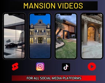 Elite Mansion Video Bundle: Luxury Home Social Media Clips (Digital Download)