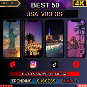Los 50 mejores vídeos de EE. UU./YouTube/Shorts/TikTok/Reels/American Dream, Hollywood, Miami, Nueva York, California, Las Vegas, Casa Blanca, Wall Street, Chicago